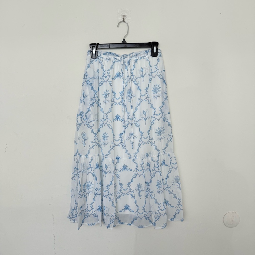 Rihoas White Floral Tiered Midi Skirt - Picture 7 of 7